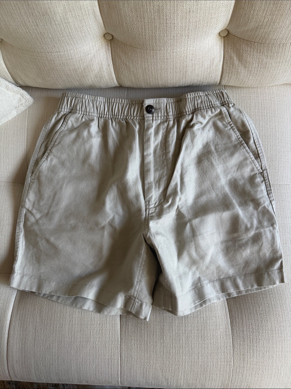 J crew 5.5” Pier Shorts cotton Linen Blend Paper Birch Khaki BNWT 31”